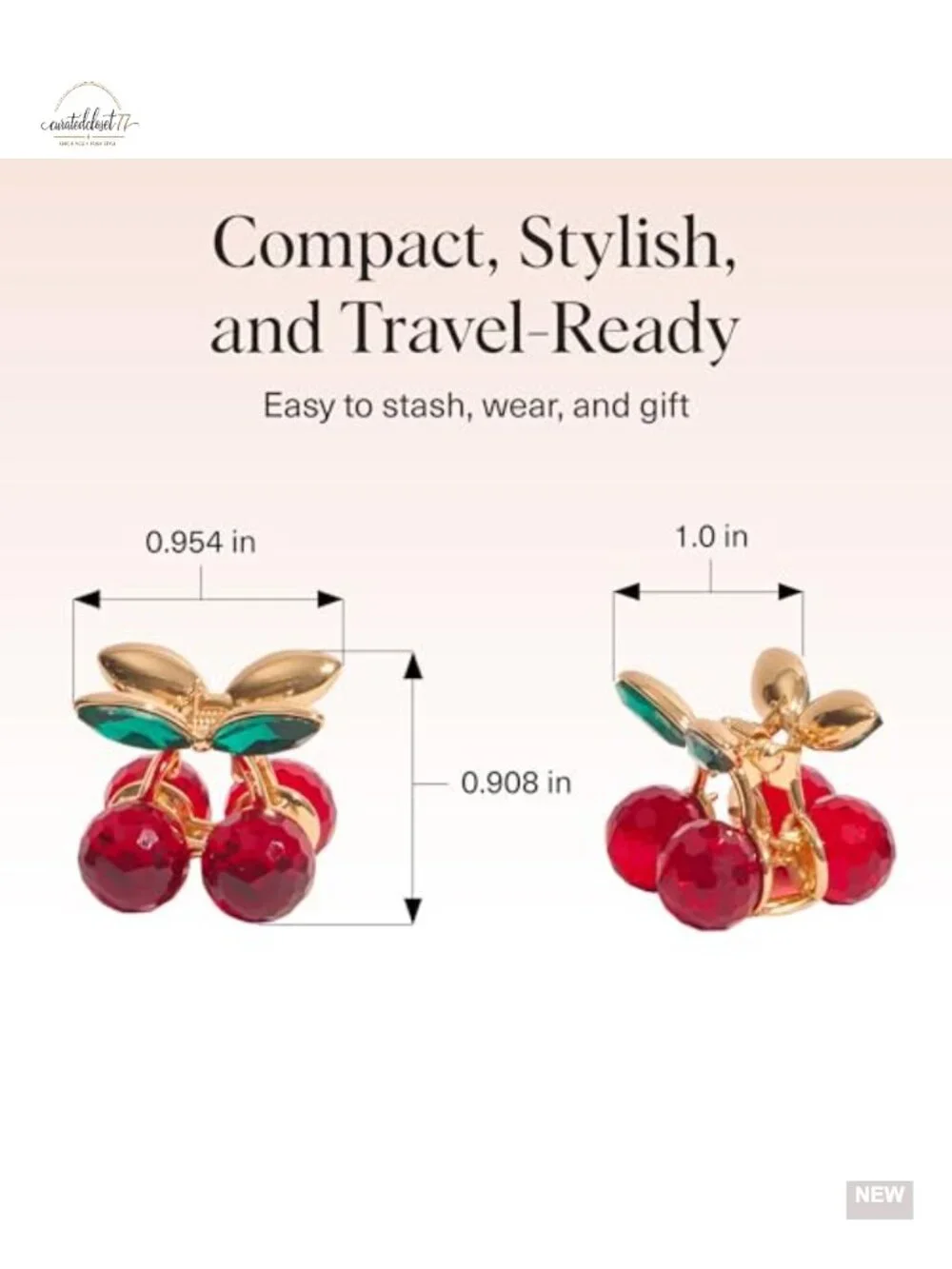 Rhinestone Cherry Mini Hair Claws - Strong Hold Hair Clips for Thin Hair